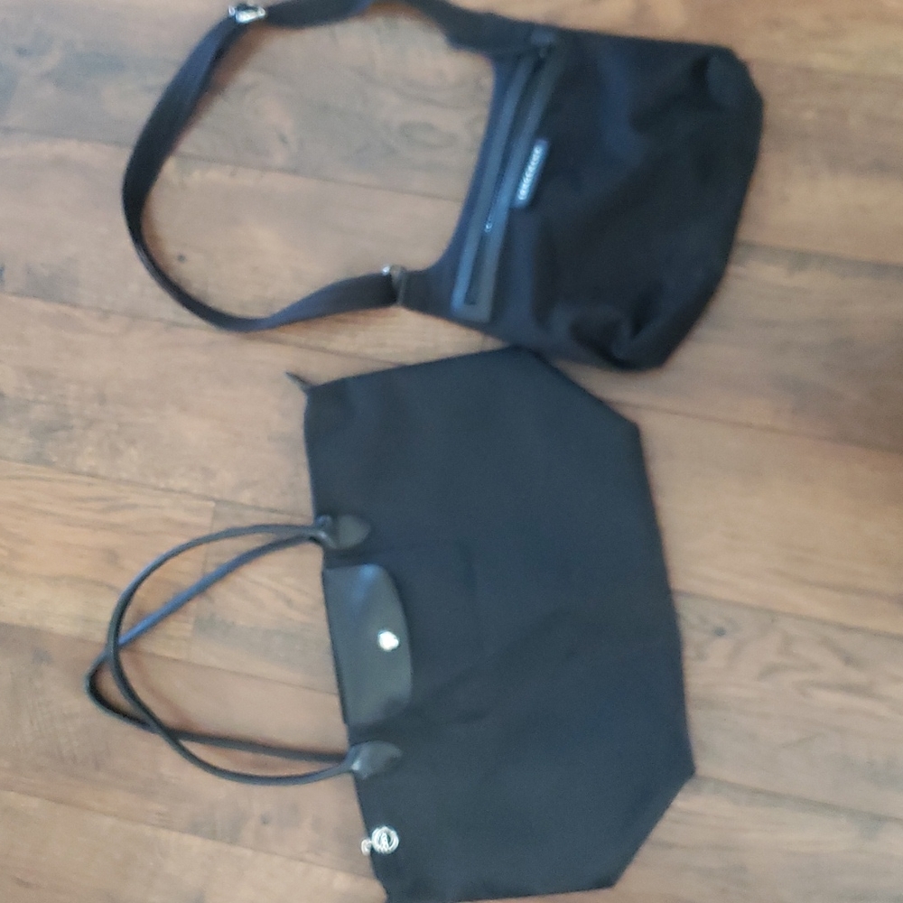 2 black Longchamp bags tote & cross body